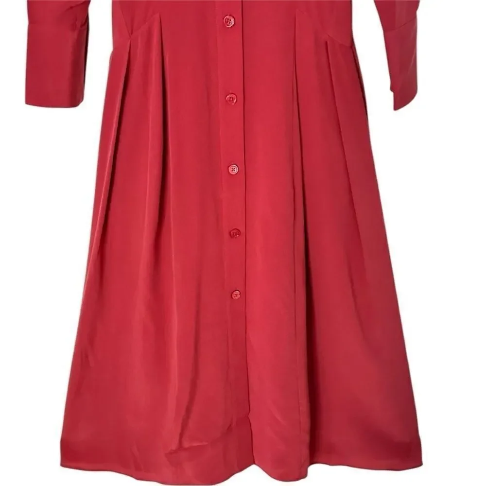 Equipment Natacha Red Silk Fit and Flare Midi  Shirt Dress| Size 4